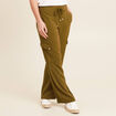 Pantalon cargo lien à nouer vert olive femme