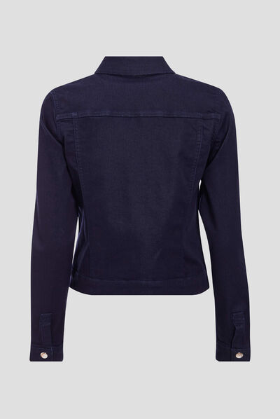 Veste droite en jean noir femme