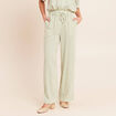 Pantalon large taille haute blanc femme