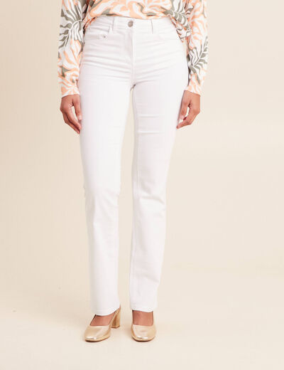 Jean coupe droite taille haute blanc femme