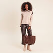Pull col montant beige femme