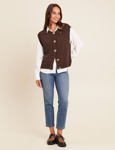 Gilet sans manches marron foncé femme