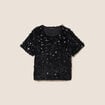 T-shirt &agrave; sequins manches courtes noir femme