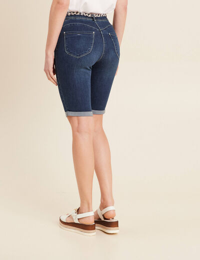 Bermuda ajusté en jean denim brut femme