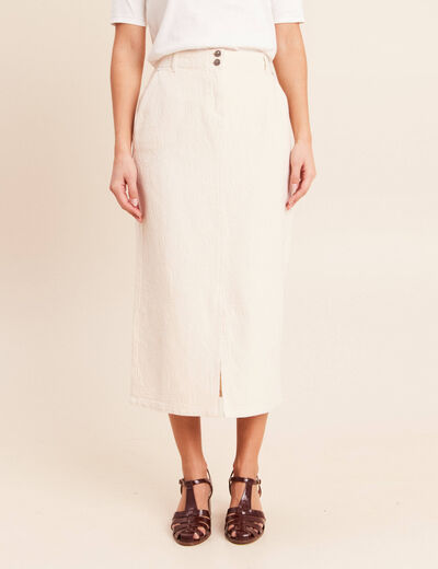 Jupe en coton taille standard ivoire femme