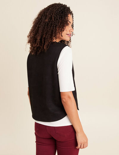 Top cintr&eacute; sans manches col rond noir femme