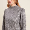 Pull manches longues sequins gris clair femme
