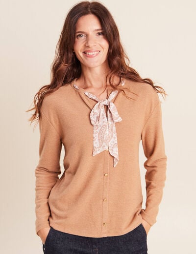 Cardigan manches longues beige femme