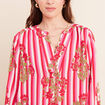 Blouse ample col v manches longues rose femme