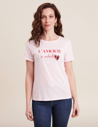 T-shirt manches courtes rose femme