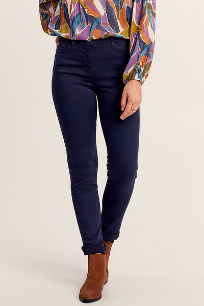 Jean magique ajusté taille standard bleu marine femme