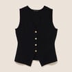 Gilet droit mi-long sans manches noir femme