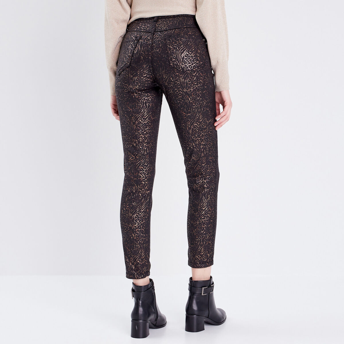 Pantalon ajusté réversible noir femme