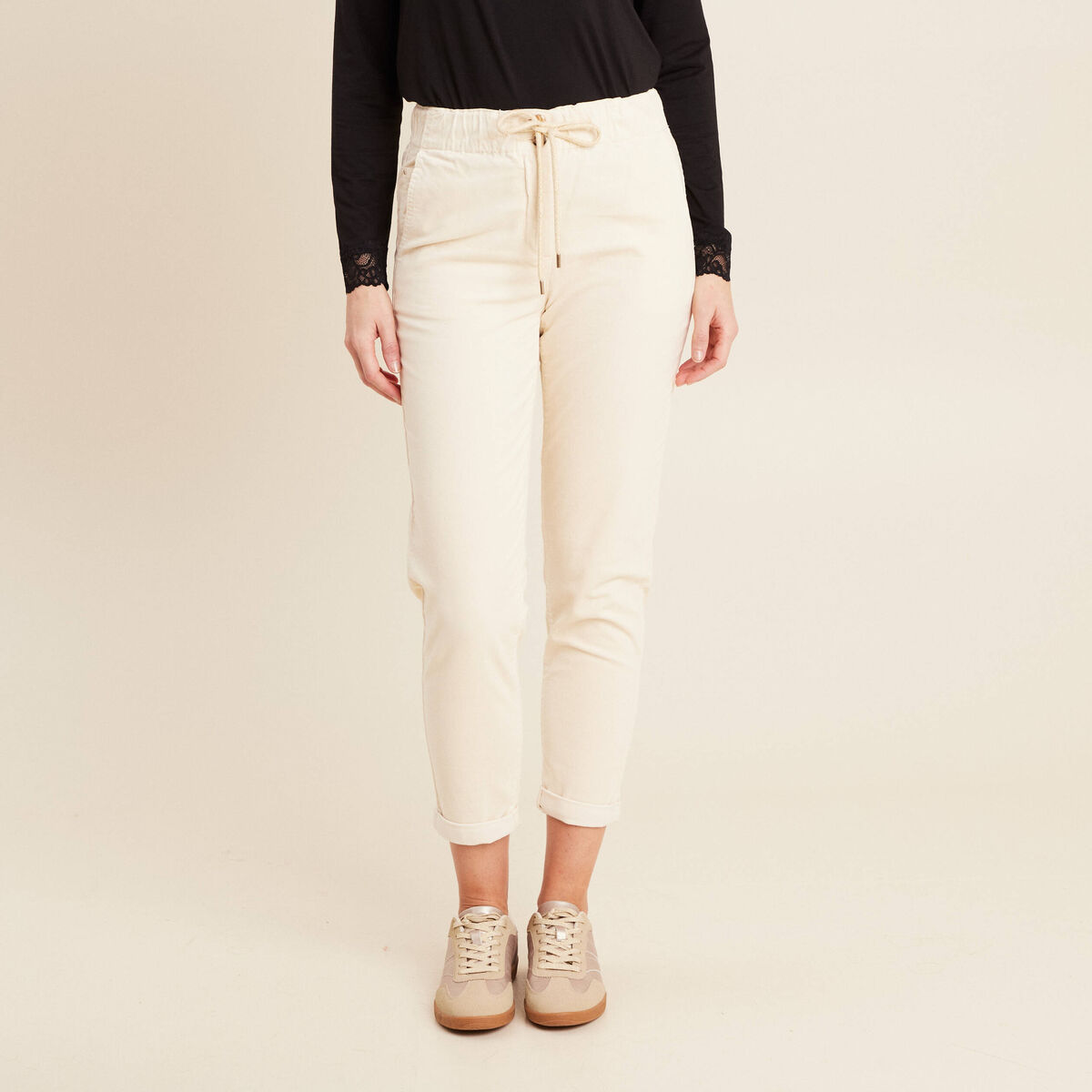 Pantalon jogging velours ivoire femme