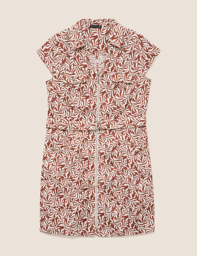 Robe droite zipp&eacute;e orange femme