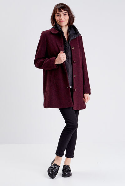 Manteau évasé boutonné noir femme