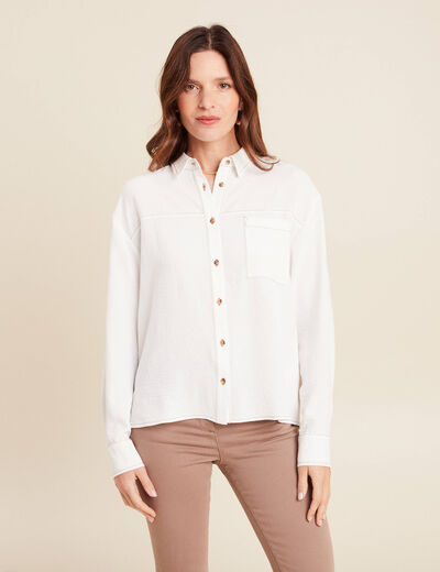 Chemise fluide manches longues ecru femme