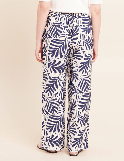 Pantalon fluide taille haute blanc femme