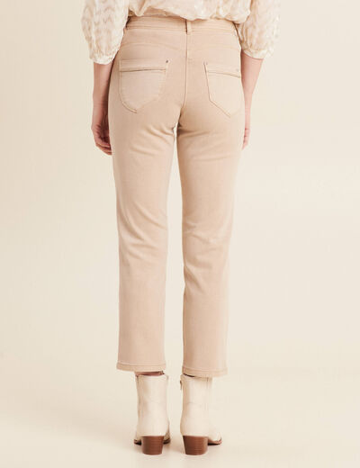 Jean coupe droite 7/8&egrave;me denim beige femme