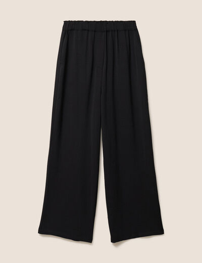 Pantalon large taille haute noir femme