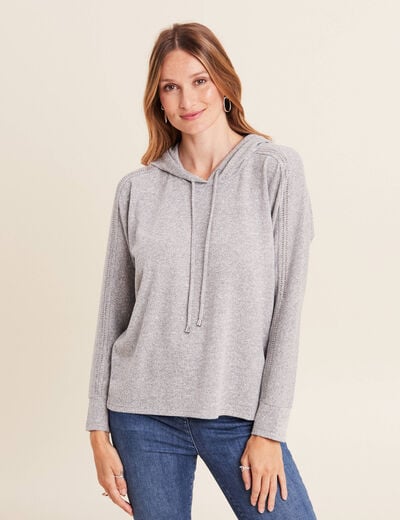 Sweat à capuche gris clair femme