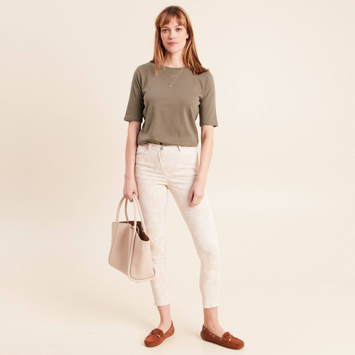 Pantalon magique Le L&eacute;ger coupe ajust&eacute;e beige femme