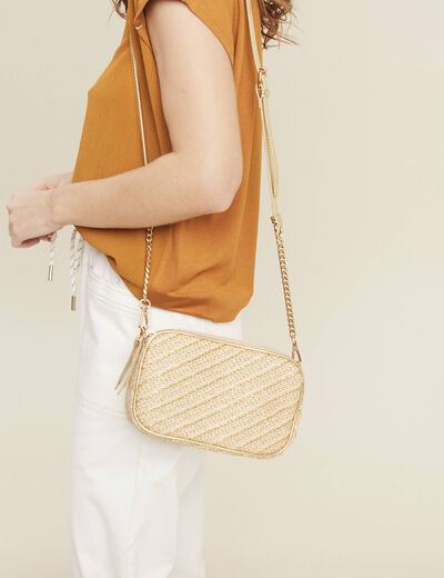Sac rectangulaire effet tressé couleur or femme