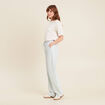 Jean large taille haute denim bleach femme