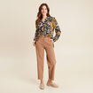 Pantalon large 7/8ème marron femme