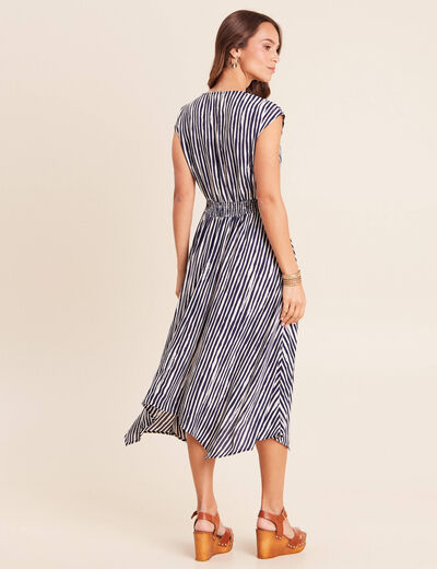 Robe &eacute;vas&eacute;e 3/4 sans manches col v blanc femme
