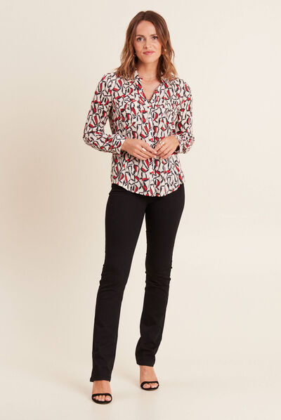 Pantalon évasé taille haute noir femme