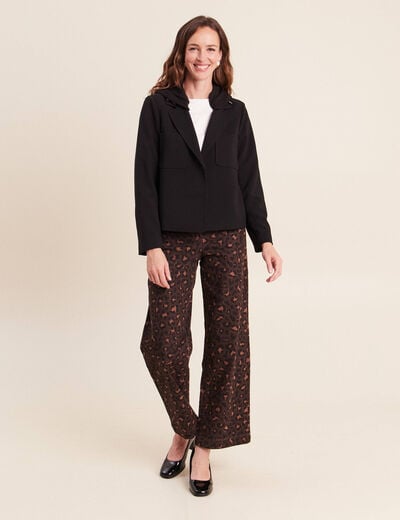 veste cintr&eacute;e doubl&eacute;e avec capuche noir femme