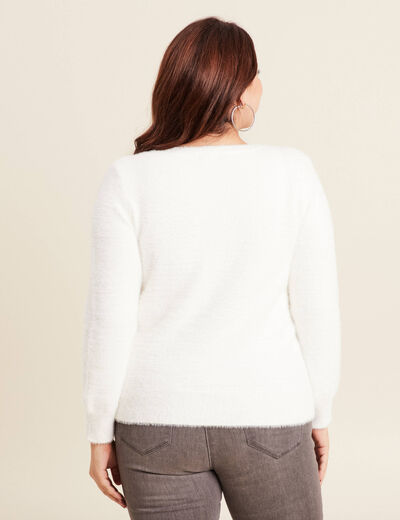 Pull manches longues ecru femme