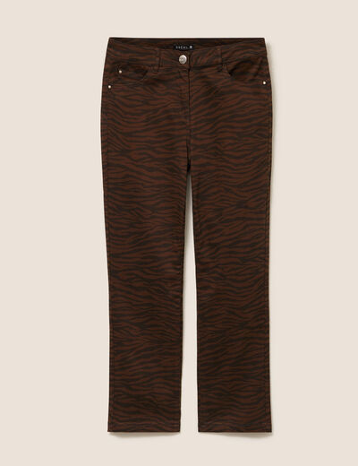 Pantalon droit 7/8&egrave;me taille standard marron femme