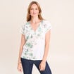 T-shirt col V ecru femme