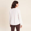 Blouse col v manches longues fluide ecru femme