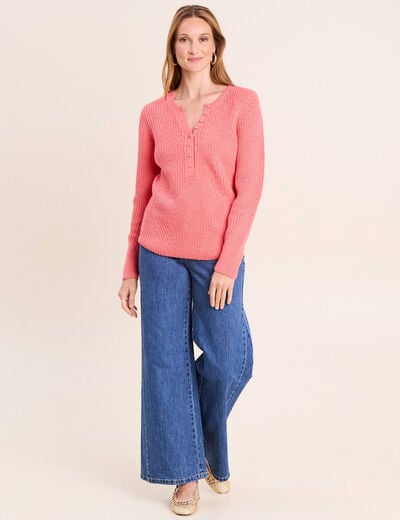 Pull manches longues rose framboise femme