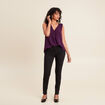 Blouse sans manches col v fluide prune femme