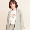 Veste longue droite col tailleur vert clair femme