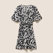 Robe courte &eacute;vas&eacute;e col v pliss&eacute;e noir femme