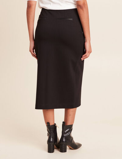 Jupe en maille doubl&eacute;e noir femme