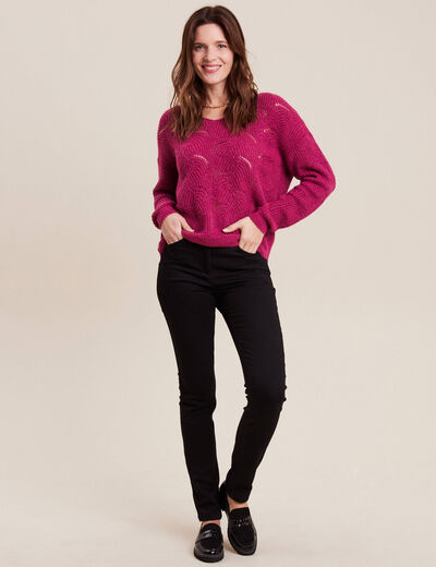 Pull manches longues rose fushia femme