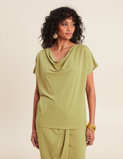 T-shirt manches courtes vert olive femme