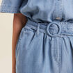 Combishort ceinturée denim double stone femme