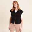 Veste courte droite sans manches noir femme
