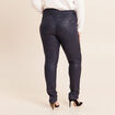 Pantalon iris&eacute; en similicuir bleu fonc&eacute; femme