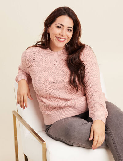 Pull manches longues vieux rose femme