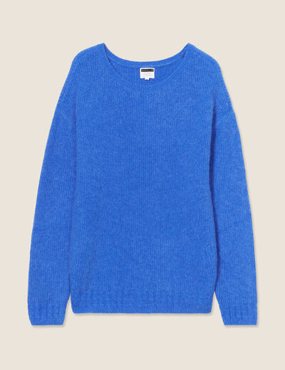 Pull manches longues bleu femme