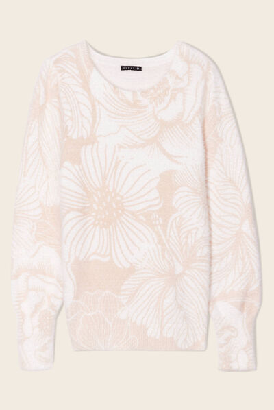 Pull manches longues beige femme
