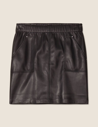 Jupe droite simili cuir noir femme